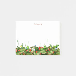Strawberries and wildflowers meadow post-it notes