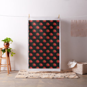 Strawberries at black, fruits themed dark sewing  fabric