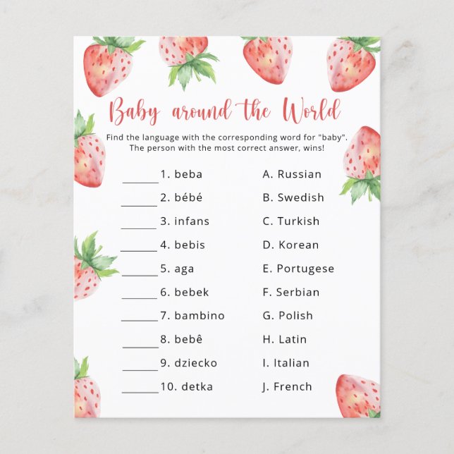 Strawberries - Baby Around the world game (Front)