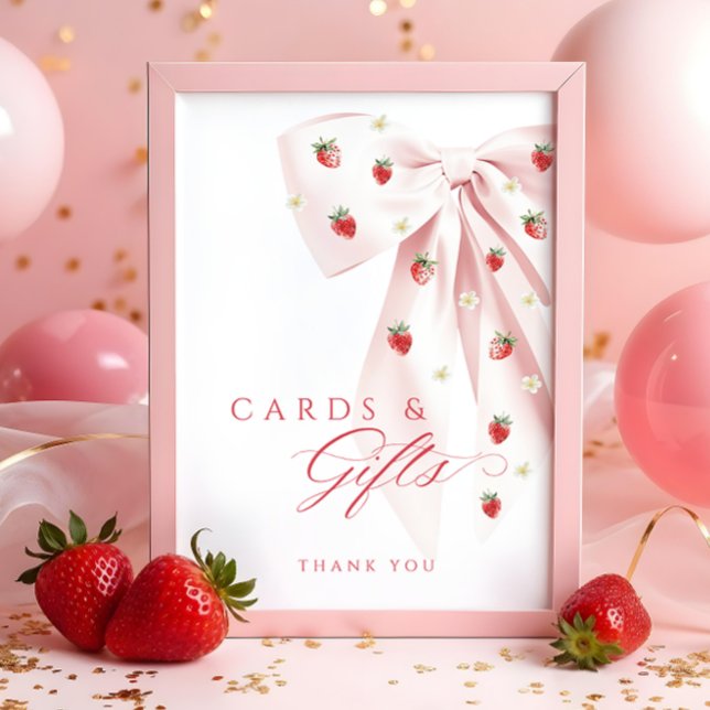 Strawberries Baby Shower Cards & Gifts Table Sign (Creator Uploaded)