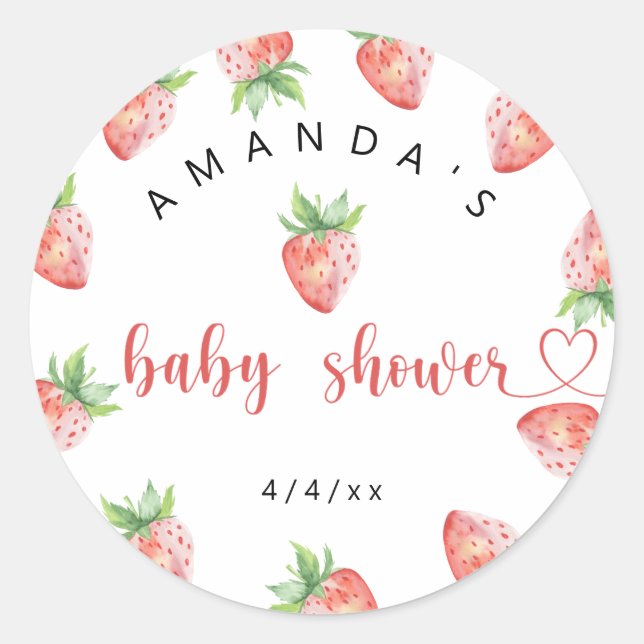 Strawberries - Baby shower Classic Round Sticker (Front)