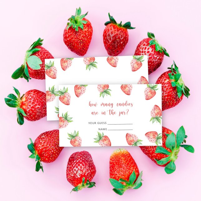Strawberries - baby shower guess how many candies  enclosure card (Creator Uploaded)