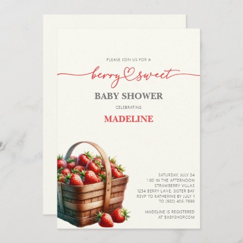 Strawberries Baby Shower  Invitation