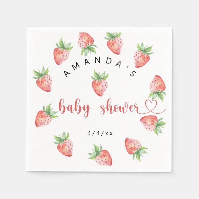 Strawberries - Baby shower Napkins (Front)