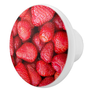 Strawberries background ceramic knob