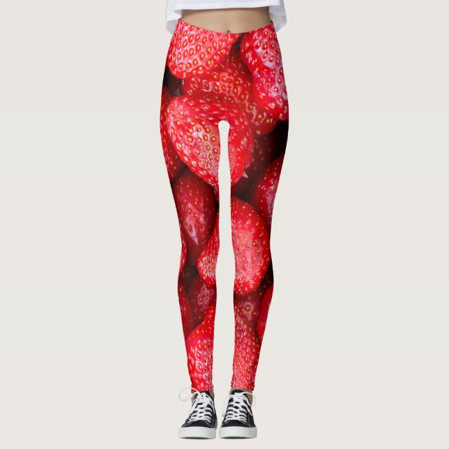 Strawberries background leggings (Front)