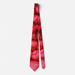 Strawberries background neck tie