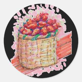 Strawberries Basket colorful Classic Round Sticker