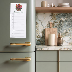 Strawberries Basket Grocery Shopping Checklist Magnetic Notepad
