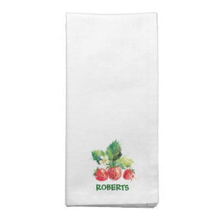 Strawberries Berries Fruit Blossom Custom Name Clo Cloth Napkin