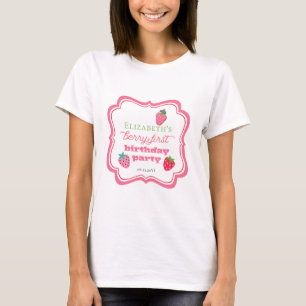 Strawberries Berry First Birthday Party Pink   Red T-Shirt