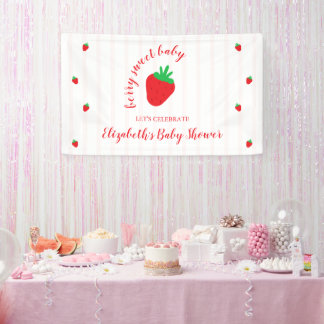 Strawberries Berry Sweet Baby Shower Banner