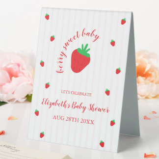 Strawberries Berry Sweet Baby Shower Table Tent