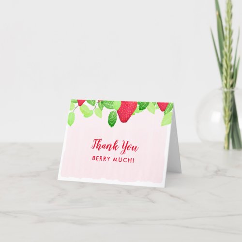 Strawberries Birthday Girl Red Berry Much Thank You Card