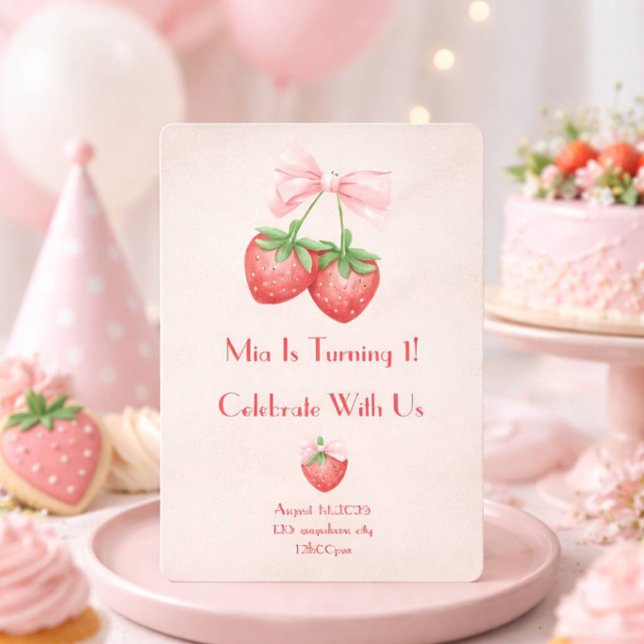 strawberries birthday  invitation (Creator Uploaded)