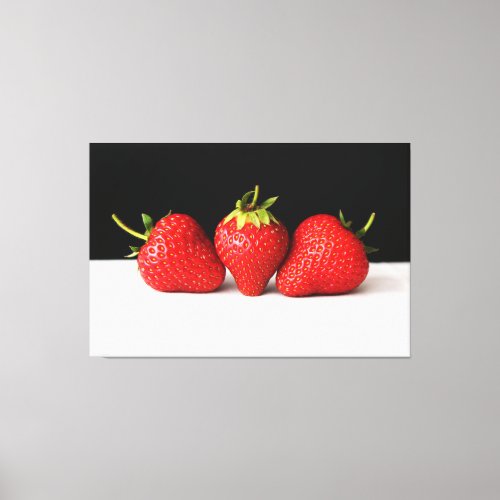 Strawberries Black Ov White 60x40150x100cm waca Canvas Print
