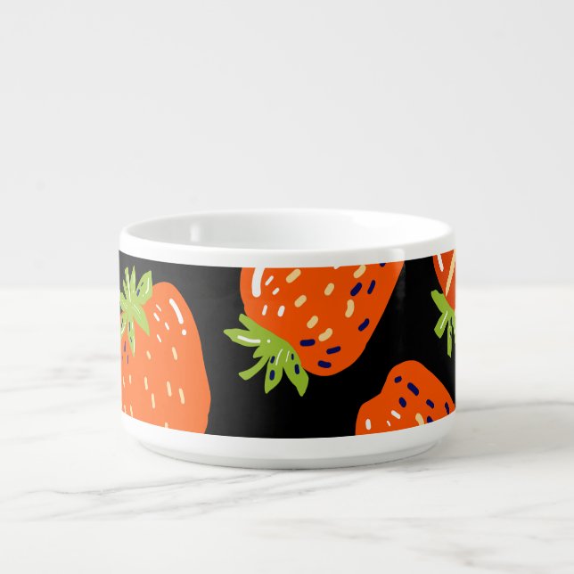 Strawberries Black: Vintage Seamless Texture Bowl (Center)