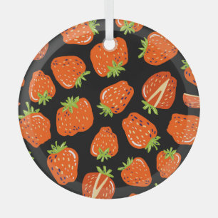 Strawberries Black: Vintage Seamless Texture Glass Ornament