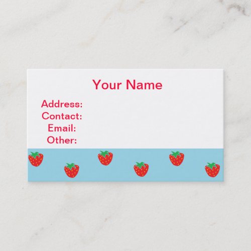 Strawberries Blue Business Card Templates