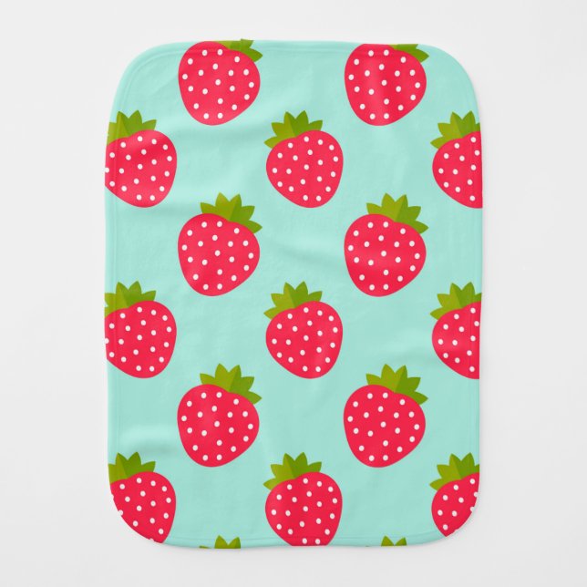 Strawberries blue cute Baby burp cloth (Front)