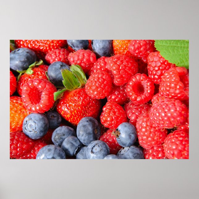 Strawberries Blueberries and Raspberries Poster (Front)