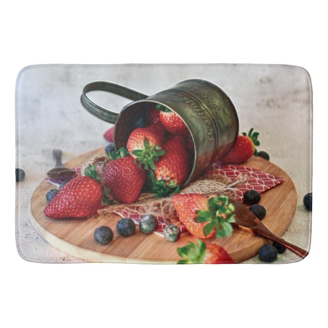 Strawberries Blueberries Fruits and Sweets Bath Mat (Front)