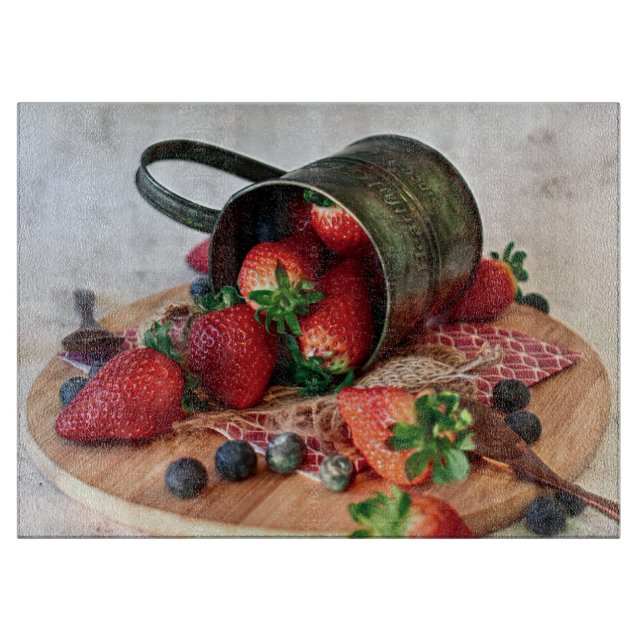 Strawberries Blueberries Fruits and Sweets Cutting Board (Front)