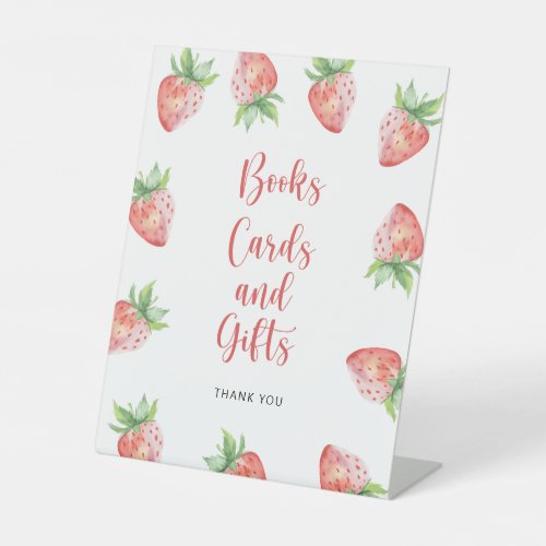 Strawberries _ books cards and gifts pedestal sign