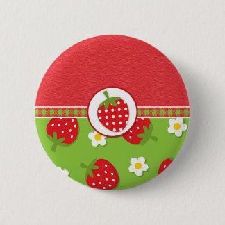 Strawberries Bottom Border Pinback Button