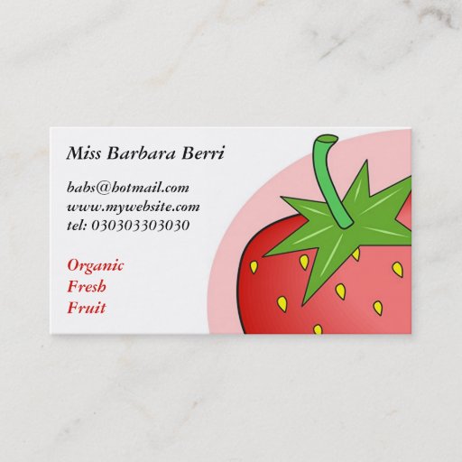 Customizable Strawberries Business Cards