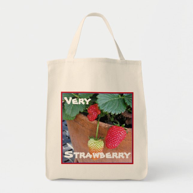 Strawberries Canvas Grocery Jumbo Tote Bag (Front)