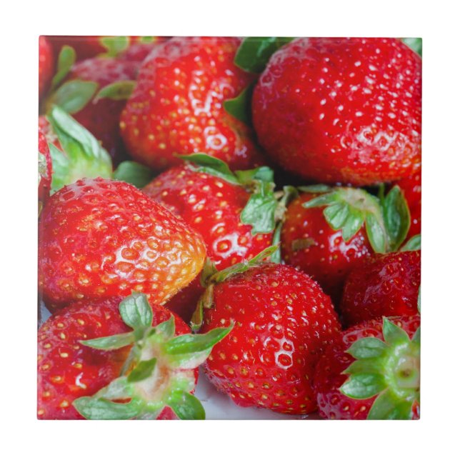 Strawberries Ceramic Tile (Front)