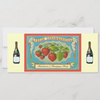 Strawberries & Champagne Party Invitation by VintageFactory at Zazzle