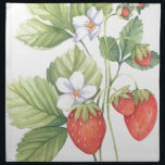 Strawberries Cloth Napkin<br><div class="desc">Watercolour painting of a strawberry plant with fruit, flowers and leaves.</div>