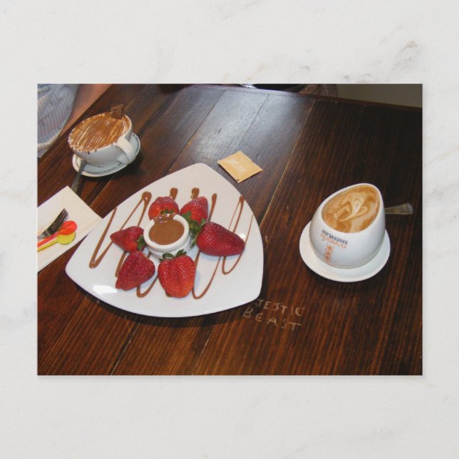 Strawberries ,coffee and chocolate. postcard (Front)