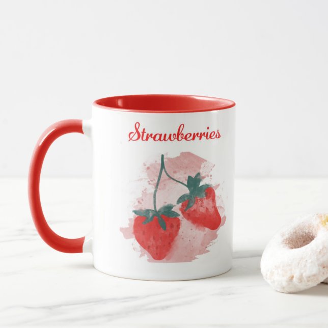 Strawberries Coffee Mug - Choose Your Fruit (With Donut)