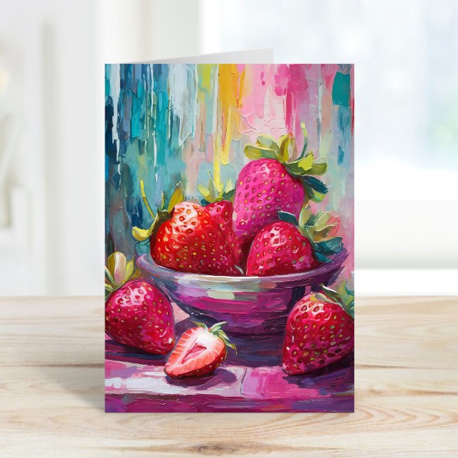 Strawberries Colorful Modern Abstract Painting Card (Creator Uploaded)