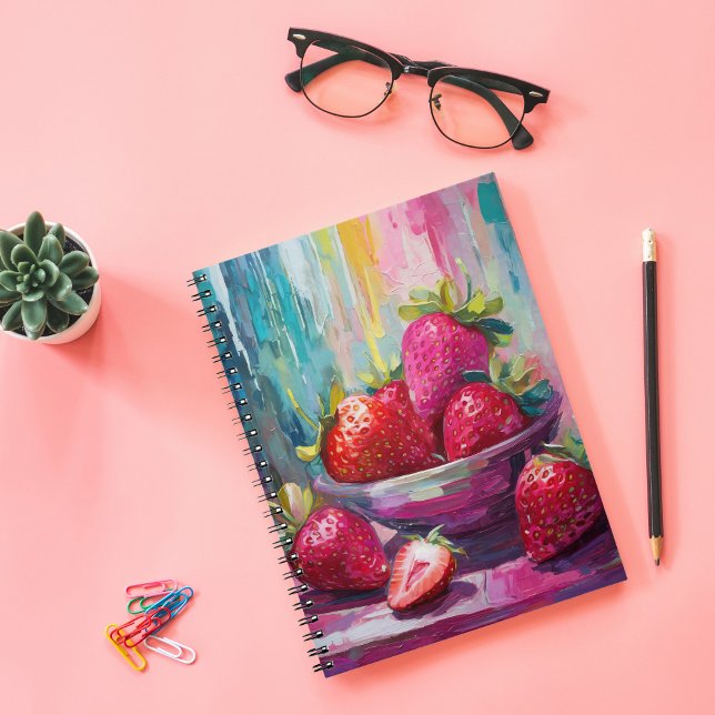 Strawberries Colorful Modern Abstract Painting Notebook (Creator Uploaded)