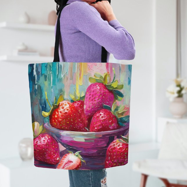 Strawberries Colorful Modern Abstract Painting Tote Bag (Creator Uploaded)