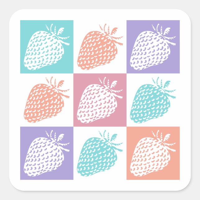 Strawberries Colorful Summer Square Sticker (Front)