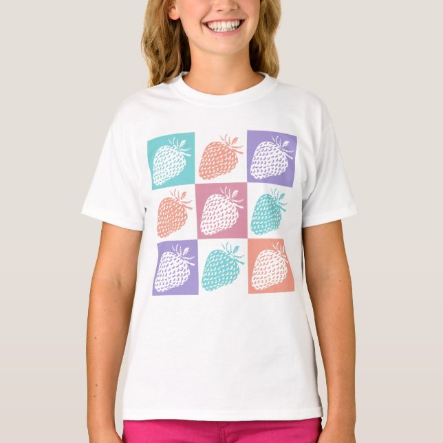 Strawberries Colorful Summer T-Shirt (Front)