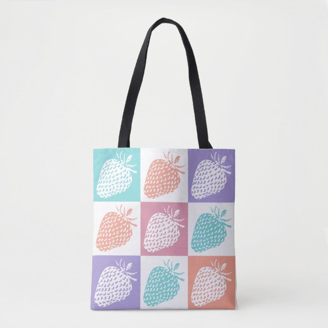 Strawberries Colorful Summer Tote Bag (Front)