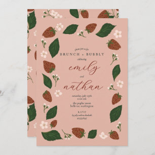 Strawberries Couples Wedding Brunch Shower  Invitation
