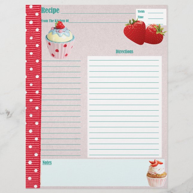 Strawberries & Cream Polka-dots Recipe Page (Front)