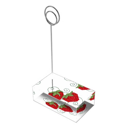 Strawberries Cross Stitch Fruit Berries Design Place Card Holder