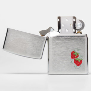 Strawberries Cross Stitch Image on Zippo Lighter
