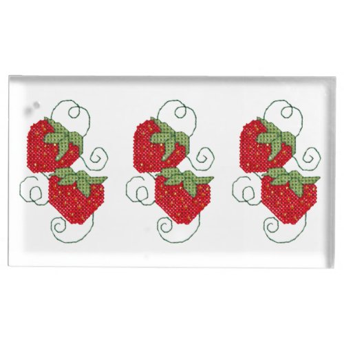Strawberries Cross Stitch Image Place Card Holder