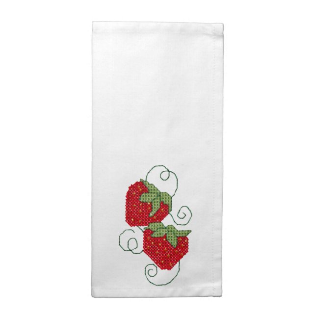 Strawberries Cross Stitch Napkin (Half Fold)