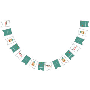 Strawberries Cub Beary Berry first Birthday  Bunting Flags