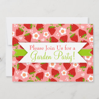 Strawberries Custom Party Invitations